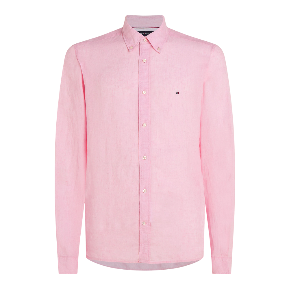 TOMMY HILFIGER</br>Ανδρικό Πουκάμισο Ροζ Λινό Regular MW0MW34602-TJS Tommy Hilfiger