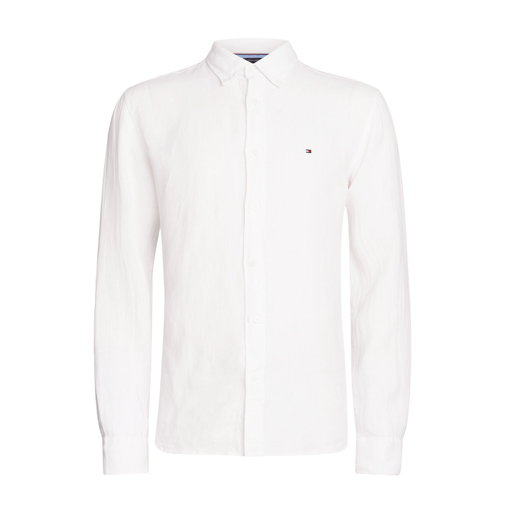 TOMMY HILFIGER</br>Ανδρικό Πουκάμισο Λευκό Λινό Regular MW0MW34602-YCF Tommy Hilfiger