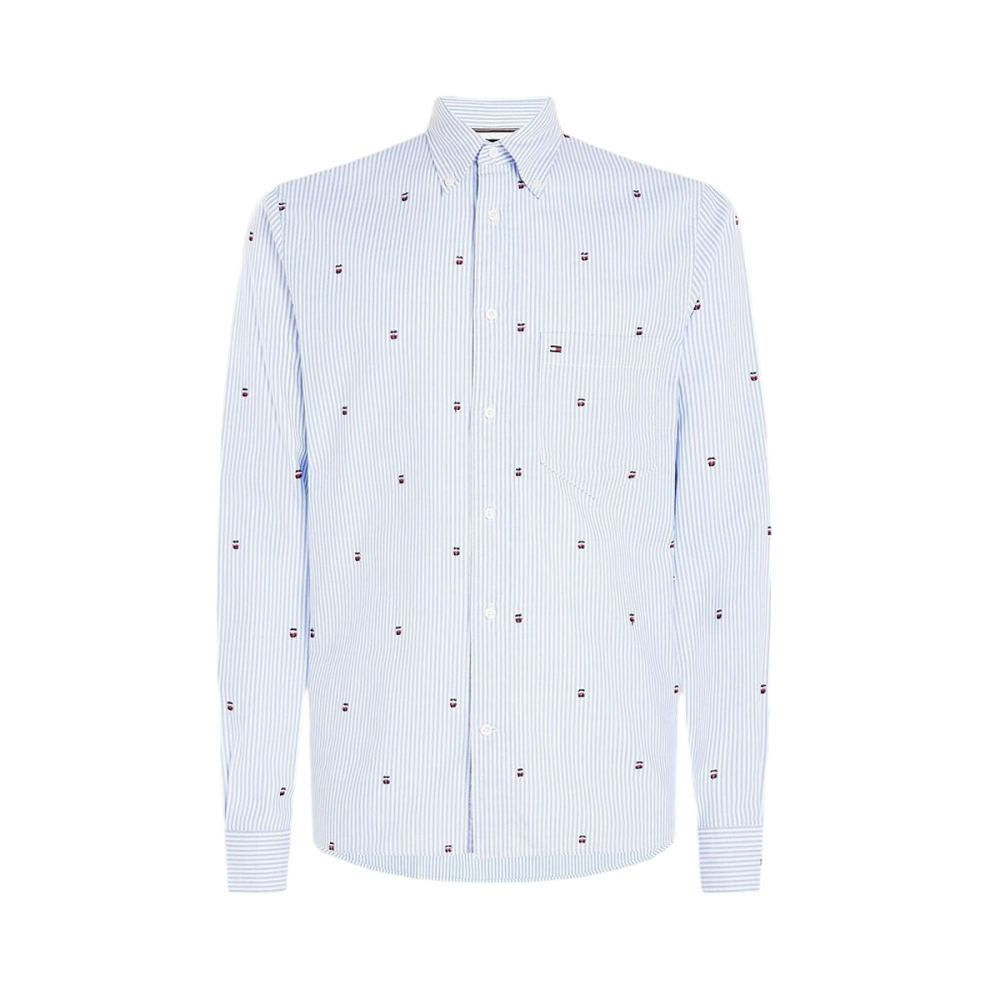 TOMMY HILFIGER</br>Ανδρικό Πουκάμισο Γαλάζιο Ριγέ Regular MW0MW34608-0A5 Tommy Hilfiger