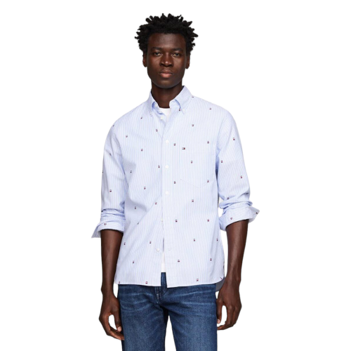 Ανδρικό Πουκάμισο Γαλάζιο Ριγέ Regular MW0MW34608-0A5 Tommy Hilfiger