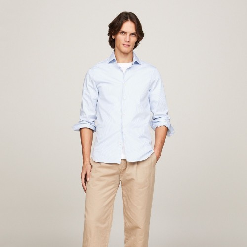 Ανδρικό Πουκάμισο Σιέλ Slim MW0MW34635-C14 Tommy Hilfiger Ανδρικό Πουκάμισο Σιέλ Slim MW0MW34635-C14 Tommy Hilfiger