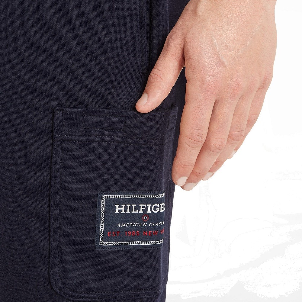 TOMMY HILFIGER</br>Ανδρική Βερμούδα Μπλε Patch Pocket Sweatshort MW0MW36145-DW5 Tommy Hilfiger