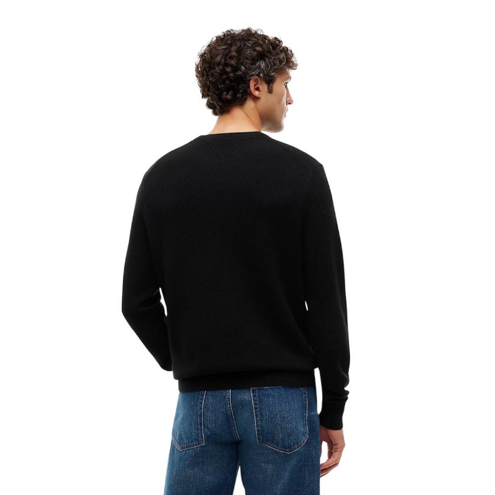 TOMMY HILFIGER</br>Tommy Hilfiger Essential Structure Crewneck Cotton Regular Sweater MW0MW36347-BDS Ανδρικό Πουλόβερ Μαύρο TOMMY HILFIGER</br>Tommy Hilfiger Essential Structure Crewneck Cotton Regular Sweater MW0MW36347-BDS Ανδρικό Πουλόβερ Μαύρο