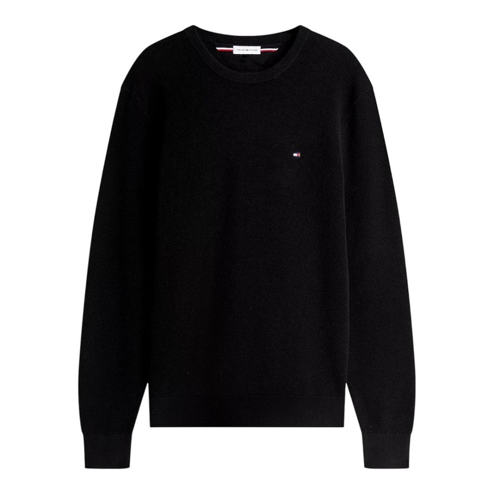 TOMMY HILFIGER</br>Tommy Hilfiger Essential Structure Crewneck Cotton Regular Sweater MW0MW36347-BDS Ανδρικό Πουλόβερ Μαύρο TOMMY HILFIGER</br>Tommy Hilfiger Essential Structure Crewneck Cotton Regular Sweater MW0MW36347-BDS Ανδρικό Πουλόβερ Μαύρο