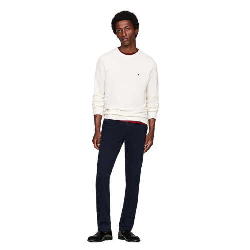 Ανδρικό Πουλόβερ Εκρού Structure Crewneck Cotton Regular MW0MW36347-YBI Tommy Hilfiger