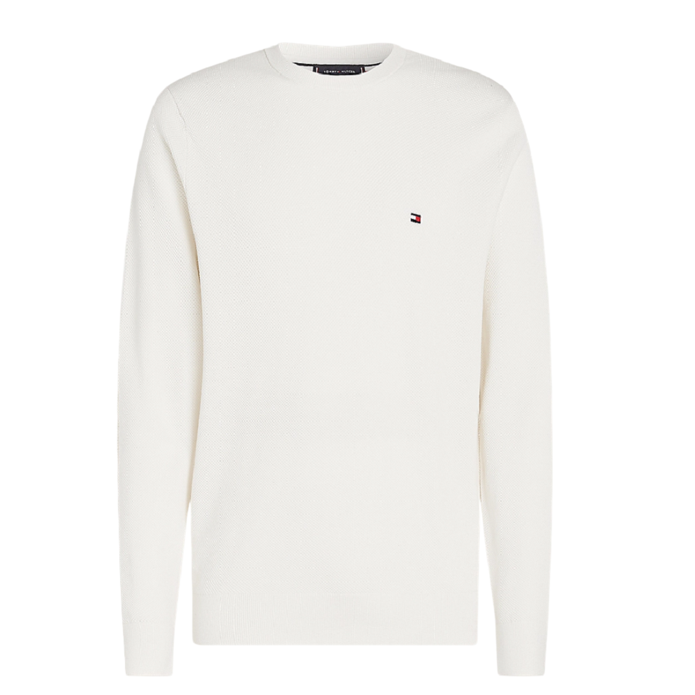 TOMMY HILFIGER</br>Ανδρικό Πουλόβερ Εκρού Structure Crewneck Cotton Regular MW0MW36347-YBI Tommy Hilfiger TOMMY HILFIGER</br>Ανδρικό Πουλόβερ Εκρού Structure Crewneck Cotton Regular MW0MW36347-YBI Tommy Hilfiger