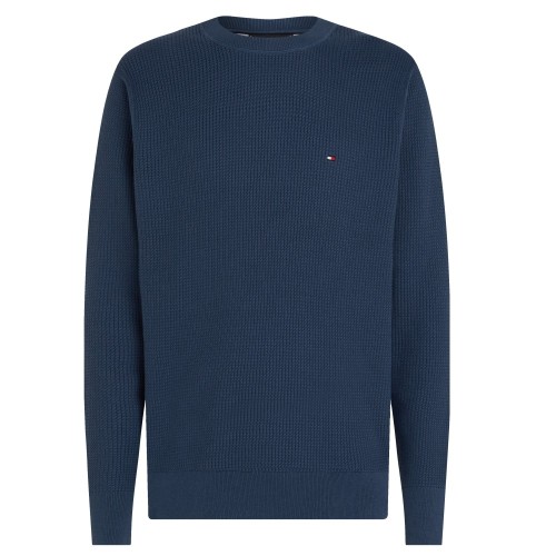Ανδρικό Πουλόβερ Γαλάζιο Structure Crewneck Cotton Regular MW0MW36525-CBZ Tommy Hilfiger