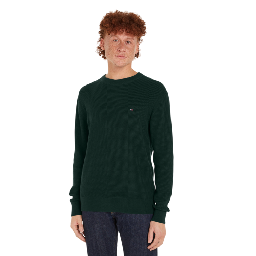 Ανδρικό Πουλόβερ Πράσινο Structure Crewneck Cotton Regular MW0MW36525-L6K Tommy Hilfiger