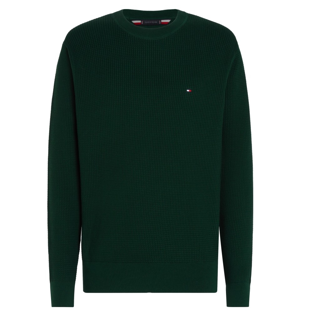 TOMMY HILFIGER</br>Ανδρικό Πουλόβερ Πράσινο Structure Crewneck Cotton Regular MW0MW36525-L6K Tommy Hilfiger TOMMY HILFIGER</br>Ανδρικό Πουλόβερ Πράσινο Structure Crewneck Cotton Regular MW0MW36525-L6K Tommy Hilfiger