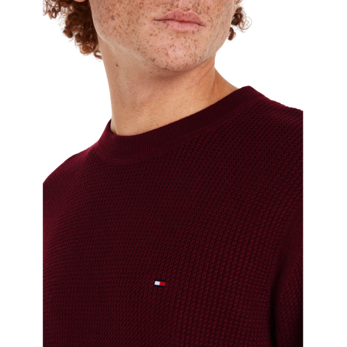 Ανδρικό Πουλόβερ Μπορντώ Structure Crewneck Cotton Regular MW0MW36525-VLP Tommy Hilfiger