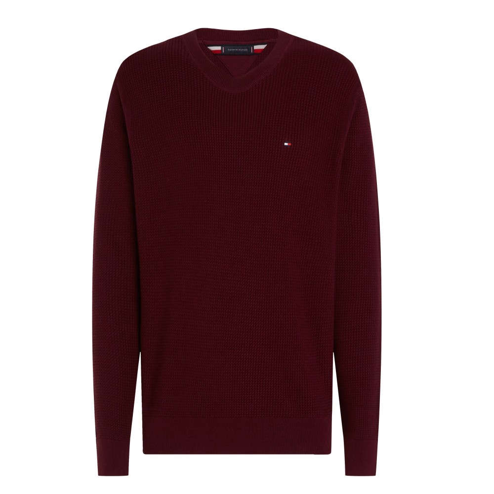 TOMMY HILFIGER</br>Ανδρικό Πουλόβερ Μπορντώ Structure Crewneck Cotton Regular MW0MW36525-VLP Tommy Hilfiger TOMMY HILFIGER</br>Ανδρικό Πουλόβερ Μπορντώ Structure Crewneck Cotton Regular MW0MW36525-VLP Tommy Hilfiger