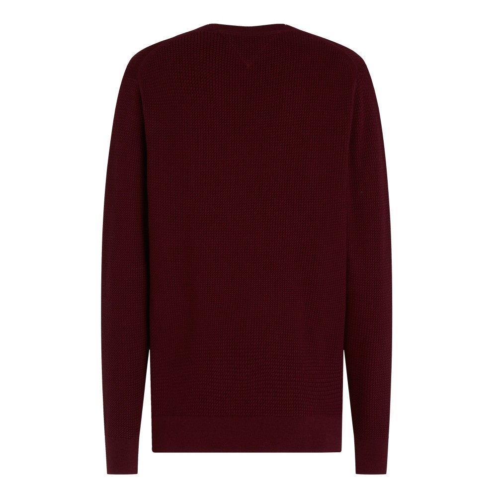 TOMMY HILFIGER</br>Ανδρικό Πουλόβερ Μπορντώ Structure Crewneck Cotton Regular MW0MW36525-VLP Tommy Hilfiger TOMMY HILFIGER</br>Ανδρικό Πουλόβερ Μπορντώ Structure Crewneck Cotton Regular MW0MW36525-VLP Tommy Hilfiger