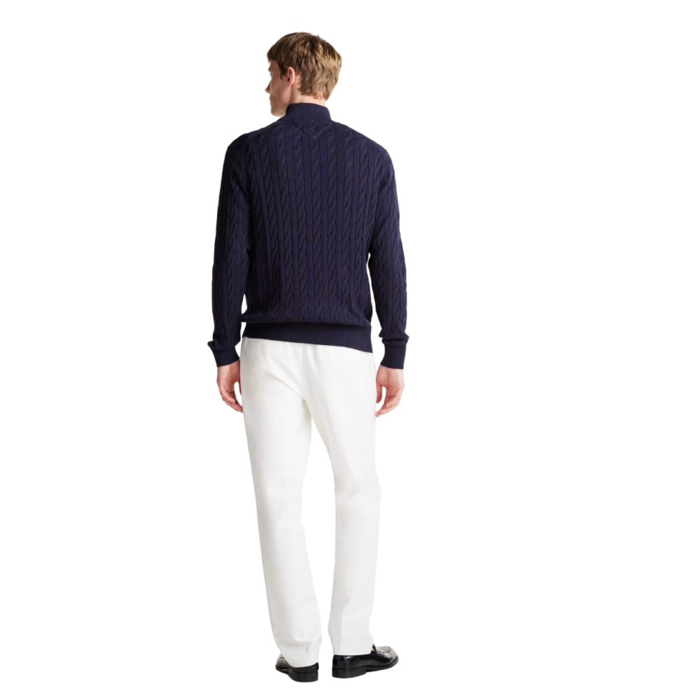 TOMMY HILFIGER</br>Ανδρικό Πουλόβερ Μπλε Με Cable Πλέξη 1/4 Zip Mock Cotton Regular MW0MW36532-DW5 Tommy Hilfiger TOMMY HILFIGER</br>Ανδρικό Πουλόβερ Μπλε Με Cable Πλέξη 1/4 Zip Mock Cotton Regular MW0MW36532-DW5 Tommy Hilfiger