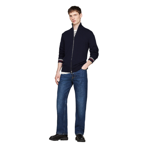 Ανδρική Ζακέτα Μπλε Zip Wool Blend Relaxed WW0WW36533-DW5 Tommy Hilfiger Ανδρική Ζακέτα Μπλε Zip Wool Blend Relaxed WW0WW36533-DW5 Tommy Hilfiger