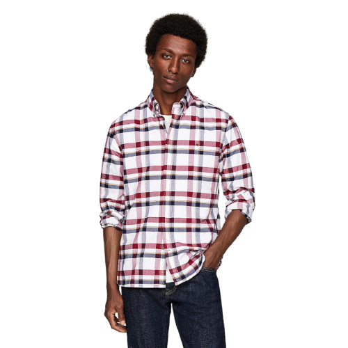 Ανδρικό Πουκάμισο Oxford Μπορντώ/Multi Καρό Regular MW0MW36818-0QJ Tommy Hilfiger