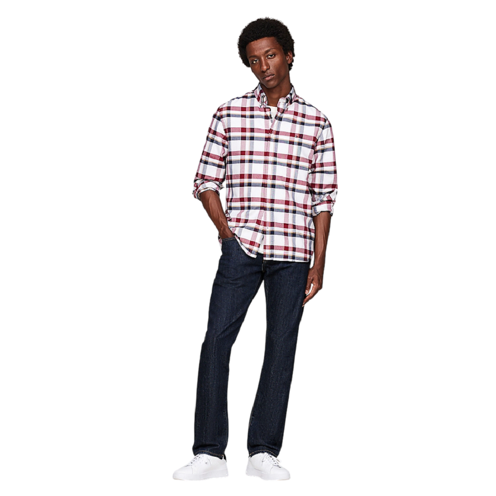 TOMMY HILFIGER</br>Ανδρικό Πουκάμισο Oxford Μπορντώ/Multi Καρό Regular MW0MW36818-0QJ Tommy Hilfiger