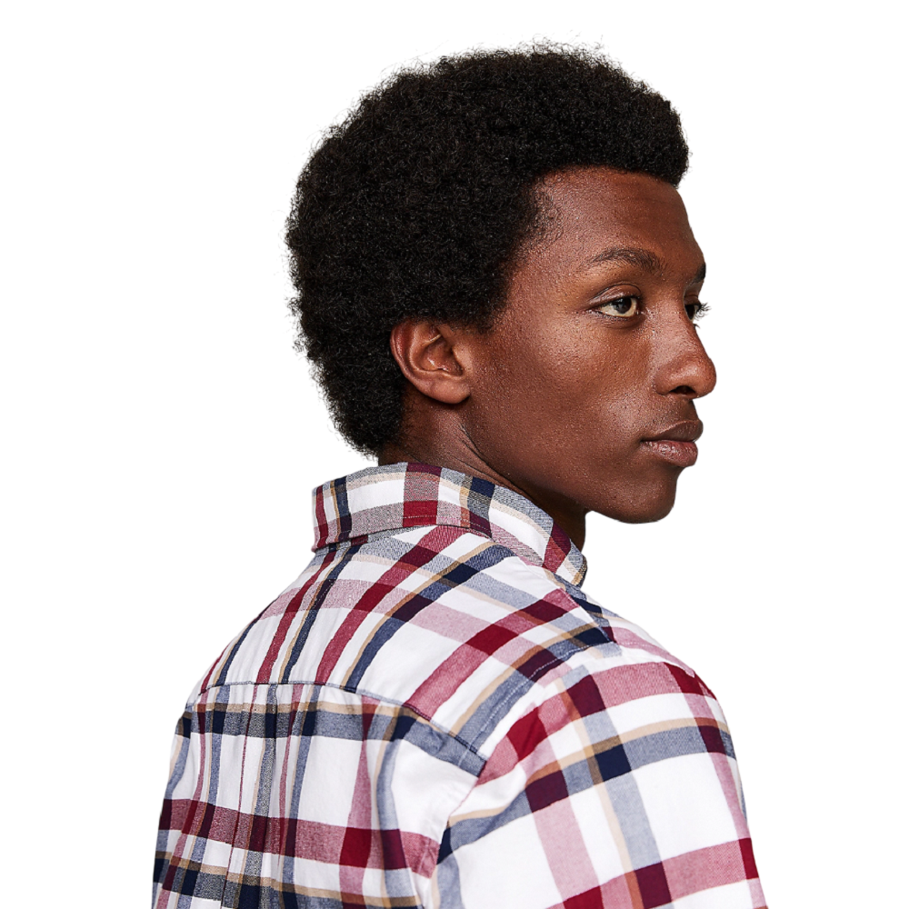 TOMMY HILFIGER</br>Ανδρικό Πουκάμισο Oxford Μπορντώ/Multi Καρό Regular MW0MW36818-0QJ Tommy Hilfiger