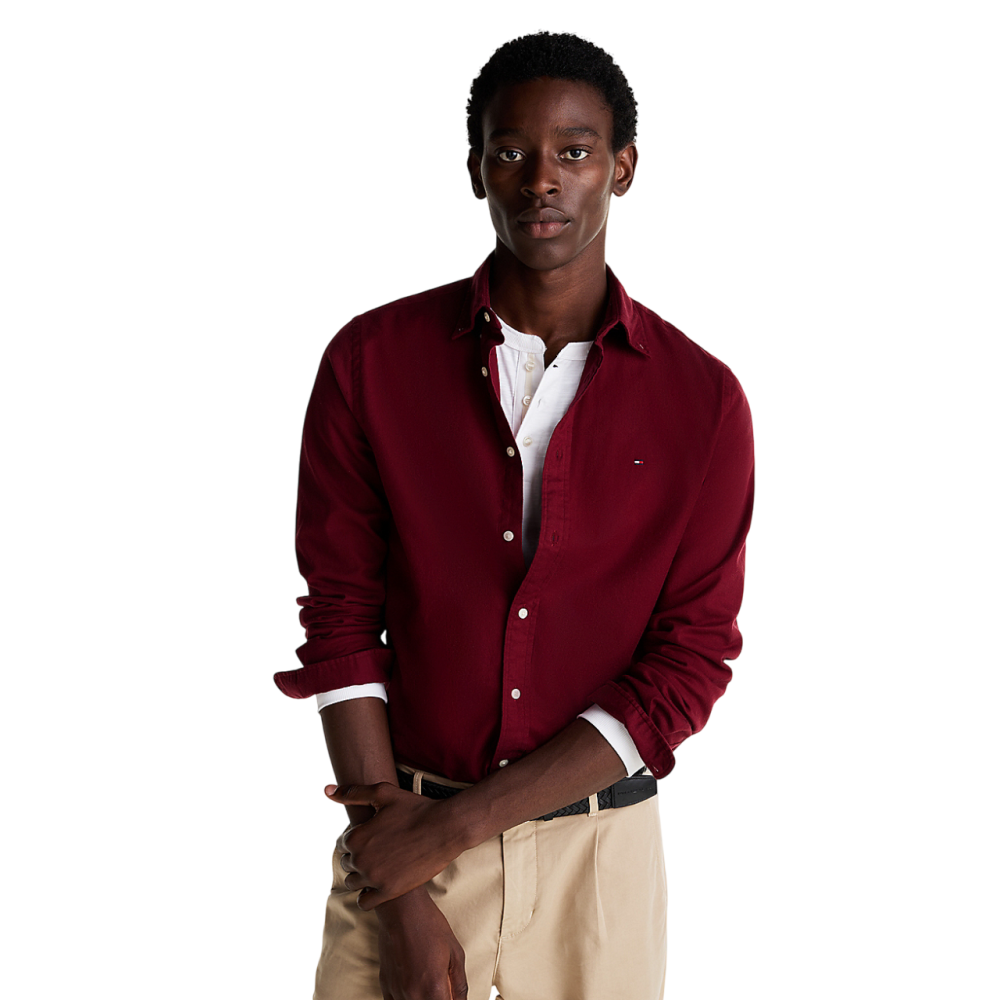 TOMMY HILFIGER</br>Ανδρικό Πουκάμισο Μπορντώ Flannel THFlex Regular MW0MW36824-VLP Tommy Hilfiger