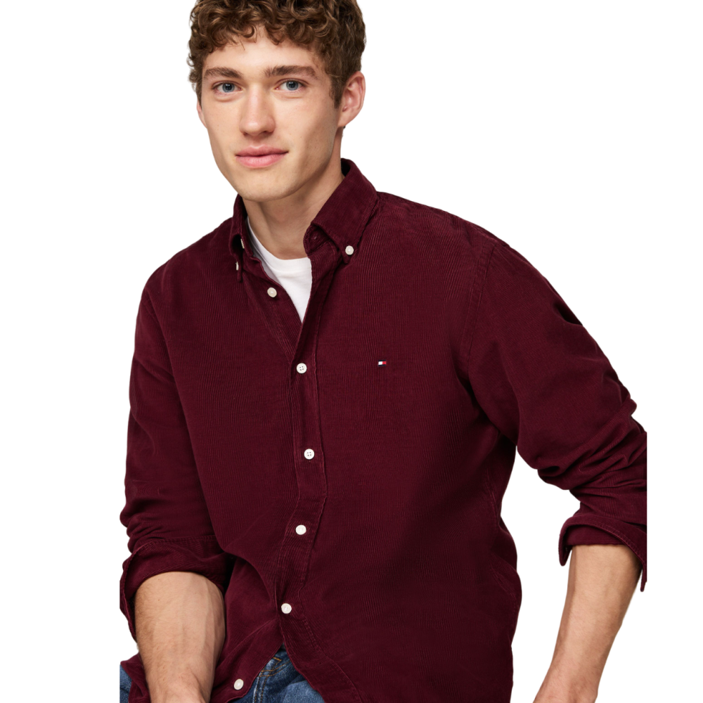 TOMMY HILFIGER</br>Ανδρικό Πουκάμισο Μπορντώ Κοτλέ Regular MW0MW36847-VLP Tommy Hilfiger TOMMY HILFIGER</br>Ανδρικό Πουκάμισο Μπορντώ Κοτλέ Regular MW0MW36847-VLP Tommy Hilfiger