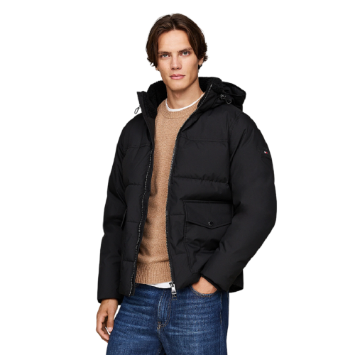 Ανδρικό Μπουφάν Αδιάβροχο Μαύρο Rockie Utility Hooded Puffer Jacket MW0MW37125-BDS Tommy Hilfiger