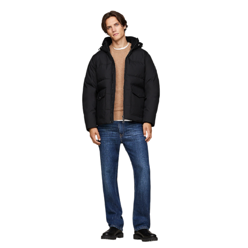 Ανδρικό Μπουφάν Αδιάβροχο Μαύρο Rockie Utility Hooded Puffer Jacket MW0MW37125-BDS Tommy Hilfiger