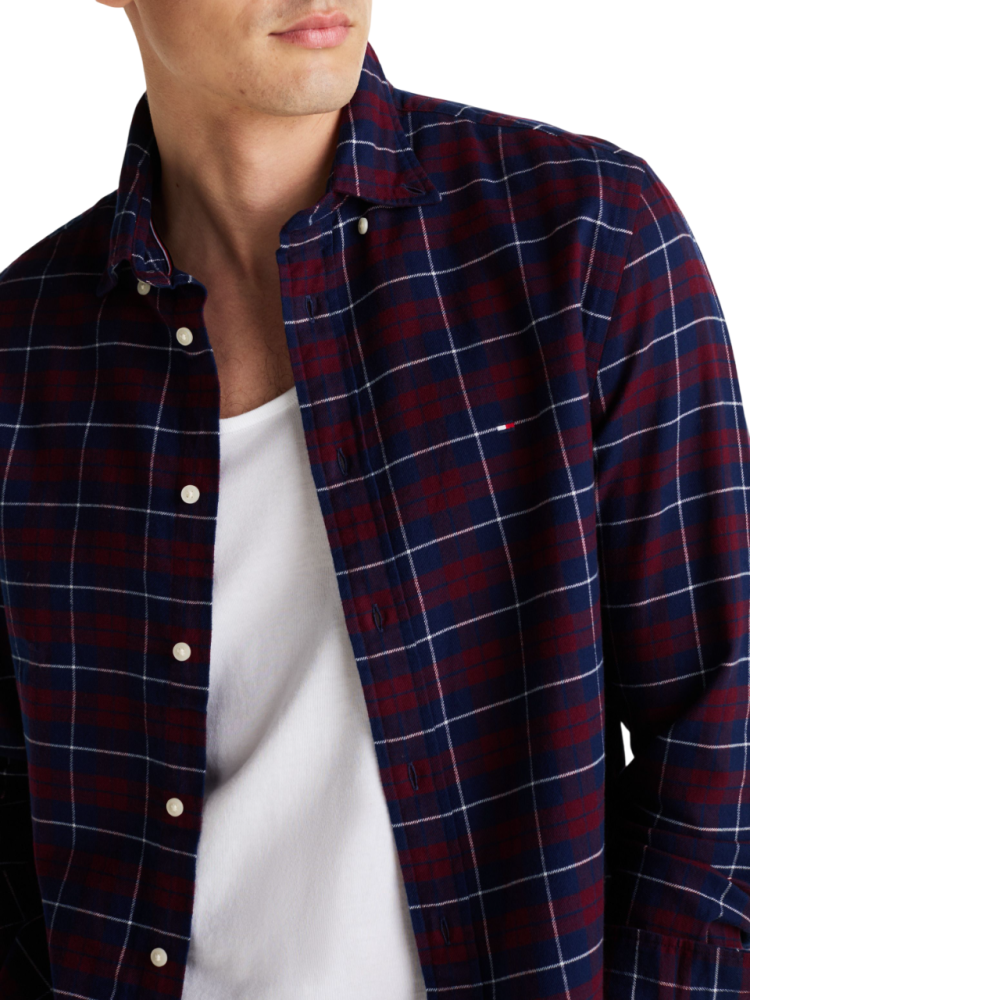 TOMMY HILFIGER</br>Ανδρικό Πουκάμισο Μπορντώ/Μπλε Καρό Flannel Regular MW0MW37207-0QJ Tommy Hilfiger TOMMY HILFIGER</br>Ανδρικό Πουκάμισο Μπορντώ/Μπλε Καρό Flannel Regular MW0MW37207-0QJ Tommy Hilfiger