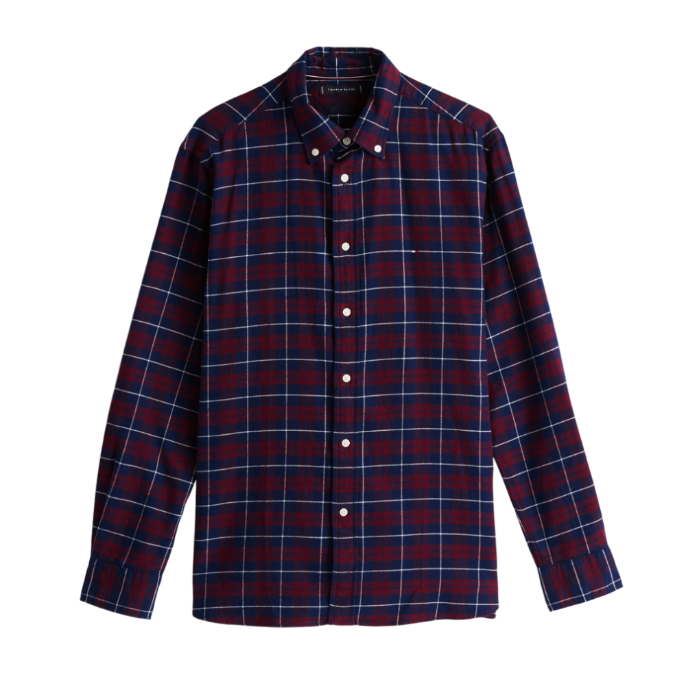 TOMMY HILFIGER</br>Ανδρικό Πουκάμισο Μπορντώ/Μπλε Καρό Flannel Regular MW0MW37207-0QJ Tommy Hilfiger TOMMY HILFIGER</br>Ανδρικό Πουκάμισο Μπορντώ/Μπλε Καρό Flannel Regular MW0MW37207-0QJ Tommy Hilfiger