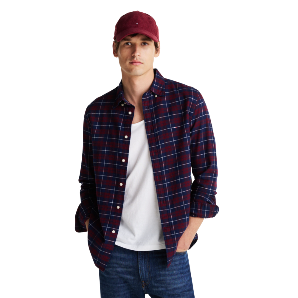 TOMMY HILFIGER</br>Ανδρικό Πουκάμισο Μπορντώ/Μπλε Καρό Flannel Regular MW0MW37207-0QJ Tommy Hilfiger TOMMY HILFIGER</br>Ανδρικό Πουκάμισο Μπορντώ/Μπλε Καρό Flannel Regular MW0MW37207-0QJ Tommy Hilfiger