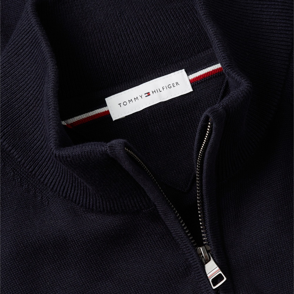 TOMMY HILFIGER</br>Tommy Hilfiger Essential Cotton 1/4 Zip Mock Regular MW0MW37331-DW5 Ανδρικό Πουλόβερ Μπλε