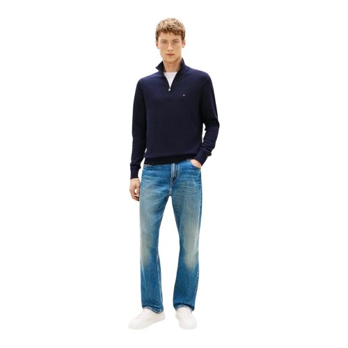 Tommy Hilfiger Essential Cotton 1/4 Zip Mock Regular MW0MW37331-DW5 Ανδρικό Πουλόβερ Μπλε