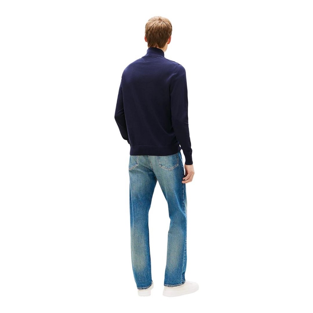 TOMMY HILFIGER</br>Tommy Hilfiger Essential Cotton 1/4 Zip Mock Regular MW0MW37331-DW5 Ανδρικό Πουλόβερ Μπλε