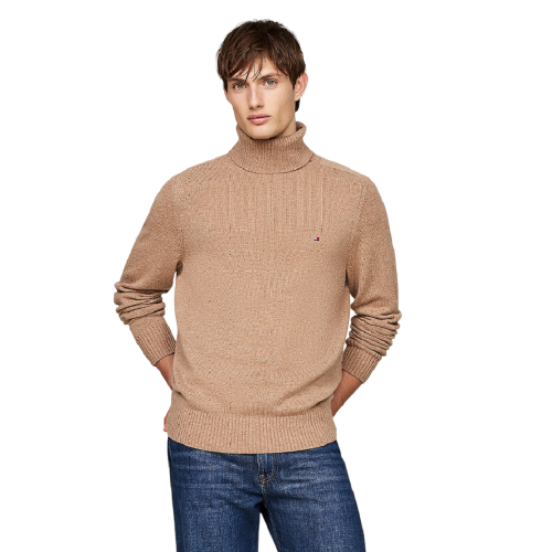 Ανδρικό Πουλόβερ Ζιβάγκο Κάμελ Pure Wool MW0MW37332-RFG Tommy Hilfiger