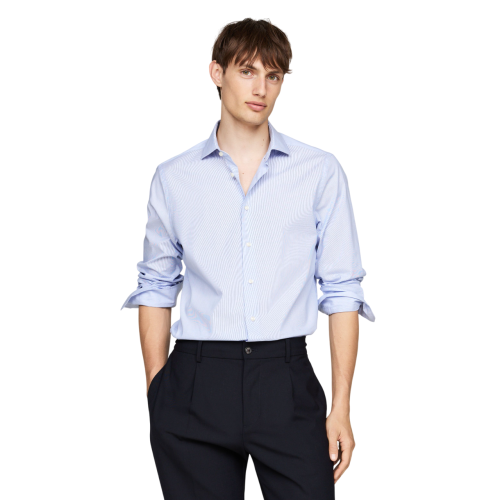 Ανδρικό Πουκάμισο Γαλάζιο Ριγέ THFlex Slim MW0MW37336-0A4 Tommy Hilfiger