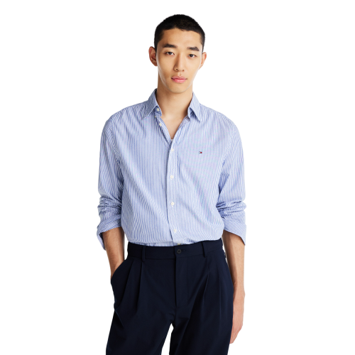 Ανδρικό Πουκάμισο Γαλάζιο/Λευκό Ριγέ THFlex Poplin Regular MW0MW37549-0A5 Tommy Hilfiger Ανδρικό Πουκάμισο Γαλάζιο/Λευκό Ριγέ THFlex Poplin Regular MW0MW37549-0A5 Tommy Hilfiger