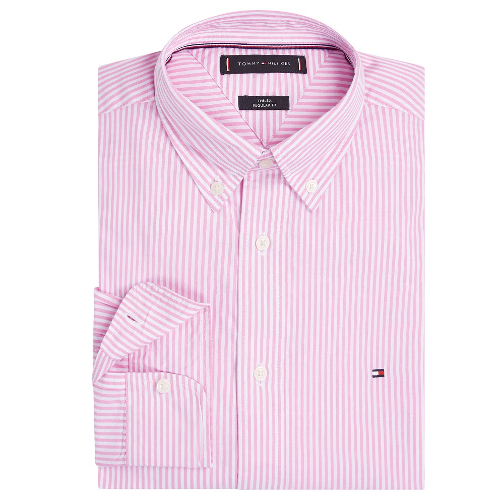 TOMMY HILFIGER</br>Ανδρικό Πουκάμισο Ροζ/Λευκό Ριγέ THFlex Poplin Regular MW0MW37549-0FA Tommy Hilfiger TOMMY HILFIGER</br>Ανδρικό Πουκάμισο Ροζ/Λευκό Ριγέ THFlex Poplin Regular MW0MW37549-0FA Tommy Hilfiger