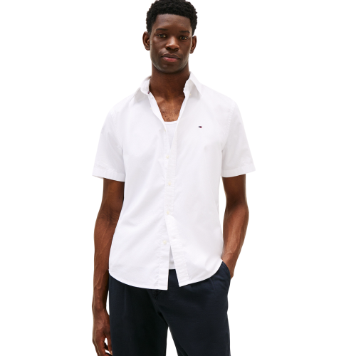 Ανδρικό Πουκάμισο Λευκό THFlex Poplin Regular Short Sleeve MW0MW37584-YCF Tommy Hilfiger Ανδρικό Πουκάμισο Λευκό THFlex Poplin Regular Short Sleeve MW0MW37584-YCF Tommy Hilfiger