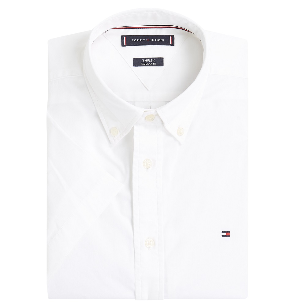 TOMMY HILFIGER</br>Ανδρικό Πουκάμισο Λευκό THFlex Poplin Regular Short Sleeve MW0MW37584-YCF Tommy Hilfiger TOMMY HILFIGER</br>Ανδρικό Πουκάμισο Λευκό THFlex Poplin Regular Short Sleeve MW0MW37584-YCF Tommy Hilfiger