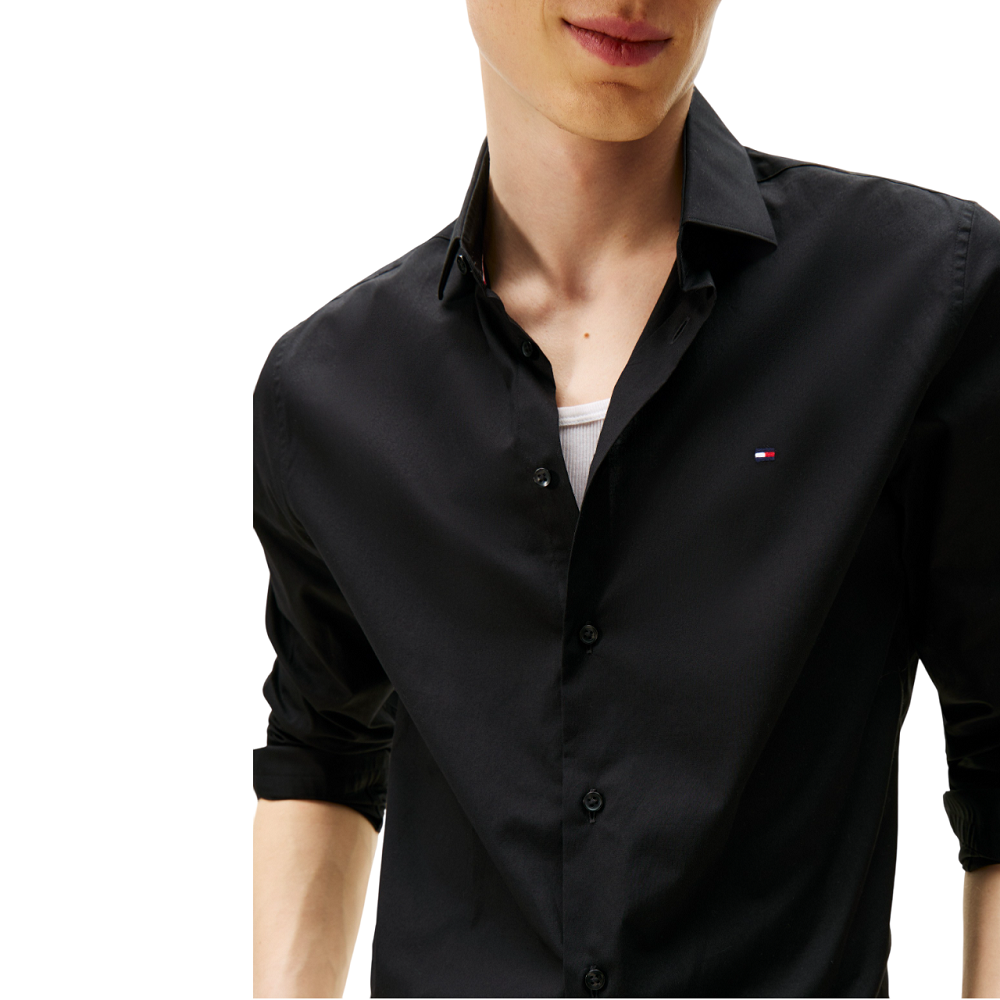 TOMMY HILFIGER</br>Tommy Hilfiger Core THFlex Poplin Slim Fit Shirt MW0MW38347-BDS Ανδρικό Πουκάμισο Μαύρο