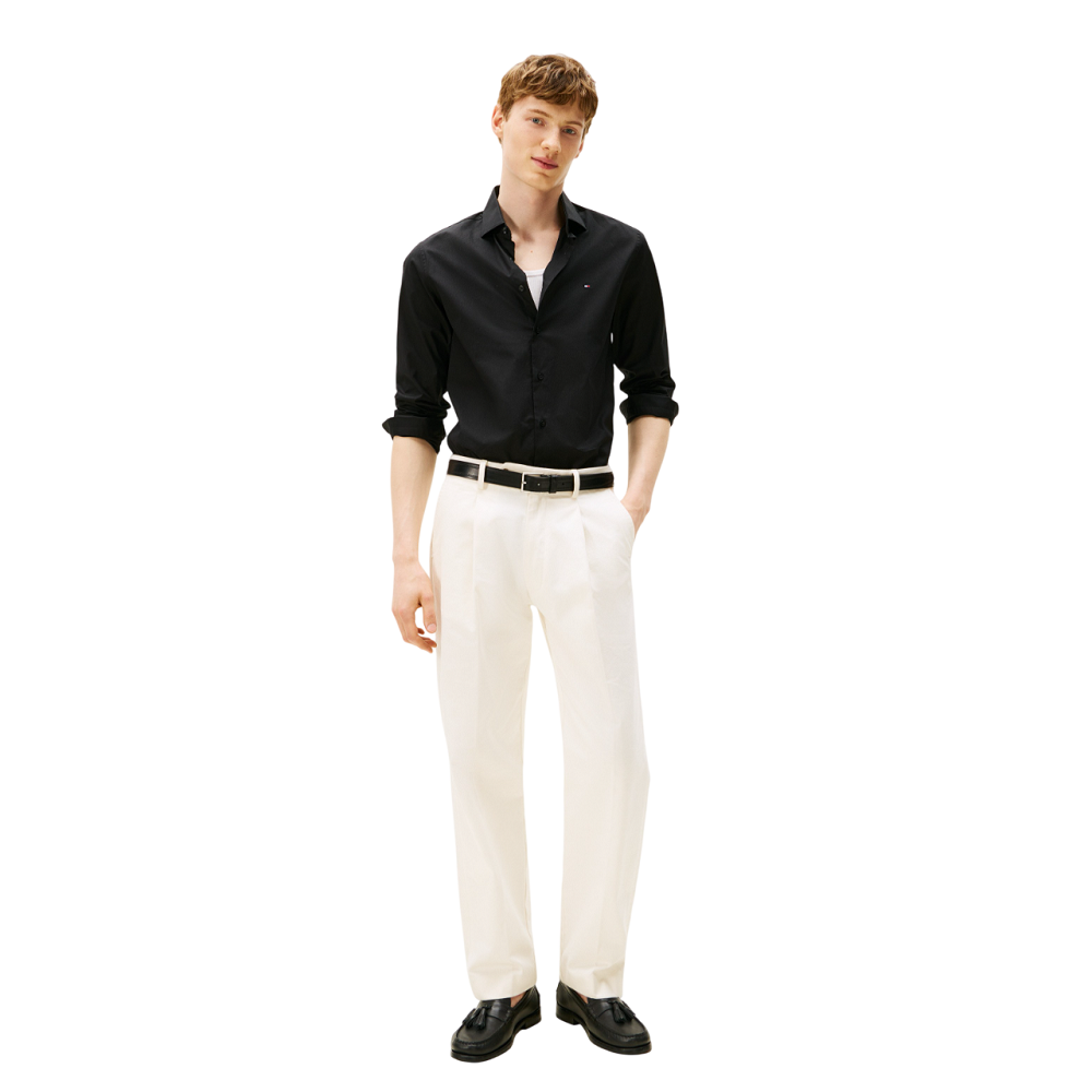 TOMMY HILFIGER</br>Tommy Hilfiger Core THFlex Poplin Slim Fit Shirt MW0MW38347-BDS Ανδρικό Πουκάμισο Μαύρο
