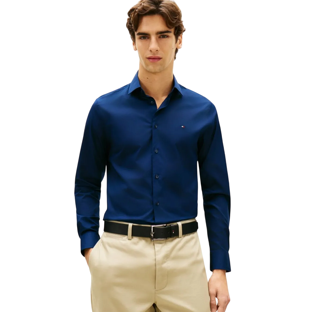 TOMMY HILFIGER</br>Tommy Hilfiger Core THFlex Poplin Slim Fit Shirt MW0MW38347-DCC Ανδρικό Πουκάμισο Μπλε