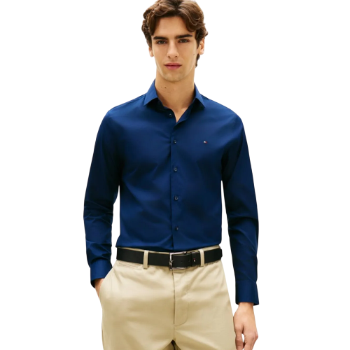 Tommy Hilfiger Core THFlex Poplin Slim Fit Shirt MW0MW38347-DCC Ανδρικό Πουκάμισο Μπλε