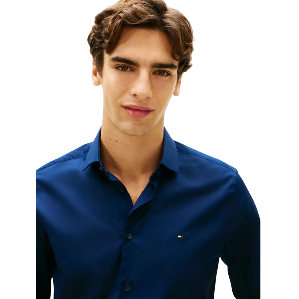 TOMMY HILFIGER</br>Tommy Hilfiger Core THFlex Poplin Slim Fit Shirt MW0MW38347-DCC Ανδρικό Πουκάμισο Μπλε