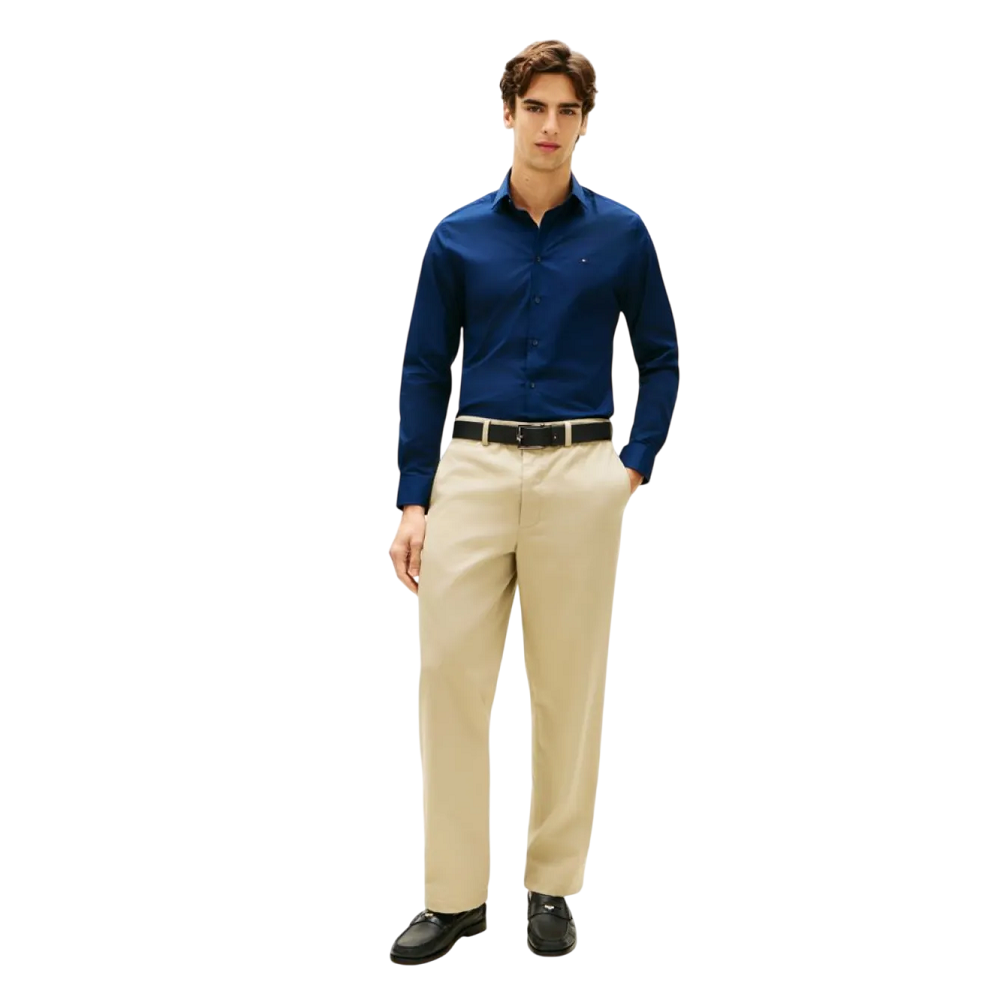 TOMMY HILFIGER</br>Tommy Hilfiger Core THFlex Poplin Slim Fit Shirt MW0MW38347-DCC Ανδρικό Πουκάμισο Μπλε