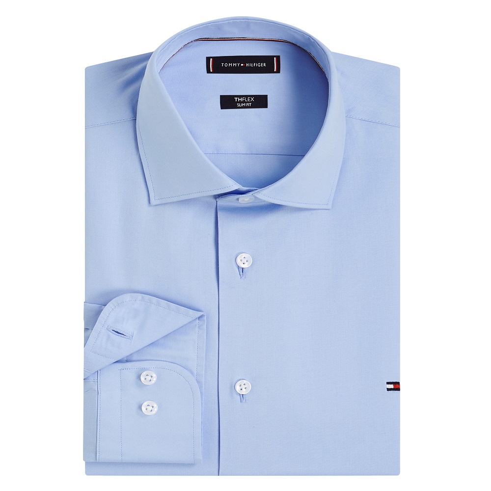 TOMMY HILFIGER</br>Tommy Hilfiger Core THFlex Poplin Slim Fit Shirt MW0MW38347-DXA Ανδρικό Πουκάμισο Σιέλ TOMMY HILFIGER</br>Tommy Hilfiger Core THFlex Poplin Slim Fit Shirt MW0MW38347-DXA Ανδρικό Πουκάμισο Σιέλ