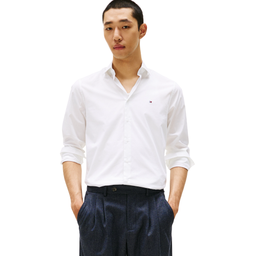 Tommy Hilfiger Core THFlex Poplin Slim Fit Shirt MW0MW38347-YAF Ανδρικό Πουκάμισο Λευκό