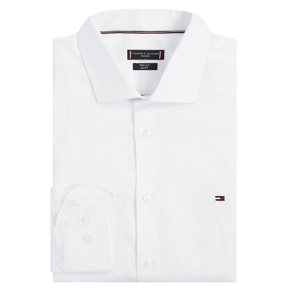 TOMMY HILFIGER</br>Ανδρικό Πουκάμισο Λευκό Poplin Slim MW0MW38347-YAF Tommy Hilfiger TOMMY HILFIGER</br>Ανδρικό Πουκάμισο Λευκό Poplin Slim MW0MW38347-YAF Tommy Hilfiger