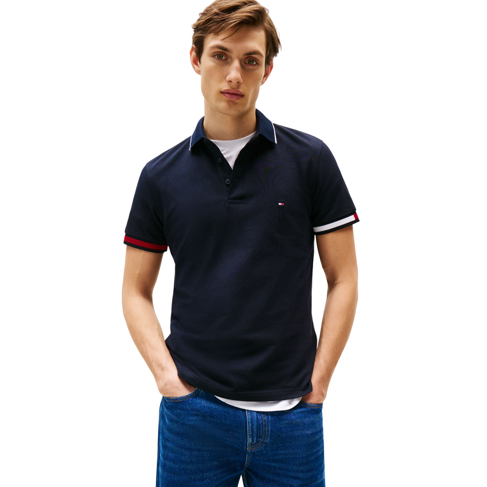 TOMMY HILFIGER</br>Ανδρικό Polo T-shirt Μπλε Slim MW0MW38458-DW5 Tommy Hilfiger TOMMY HILFIGER</br>Ανδρικό Polo T-shirt Μπλε Slim MW0MW38458-DW5 Tommy Hilfiger