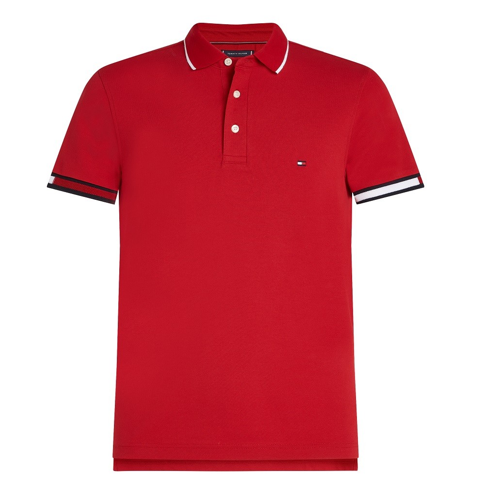 TOMMY HILFIGER</br>Ανδρικό Polo T-shirt Κόκκινο Slim MW0MW38458-XLD Tommy Hilfiger TOMMY HILFIGER</br>Ανδρικό Polo T-shirt Κόκκινο Slim MW0MW38458-XLD Tommy Hilfiger