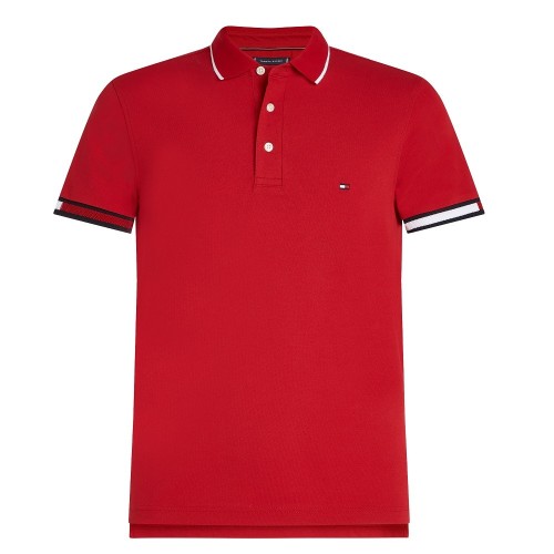 Ανδρικό Polo T-shirt Κόκκινο Slim MW0MW38458-XLD Tommy Hilfiger Ανδρικό Polo T-shirt Κόκκινο Slim MW0MW38458-XLD Tommy Hilfiger