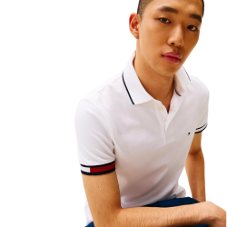 Ανδρικό Polo T-shirt Λευκό Slim MW0MW38458-YBR Tommy Hilfiger